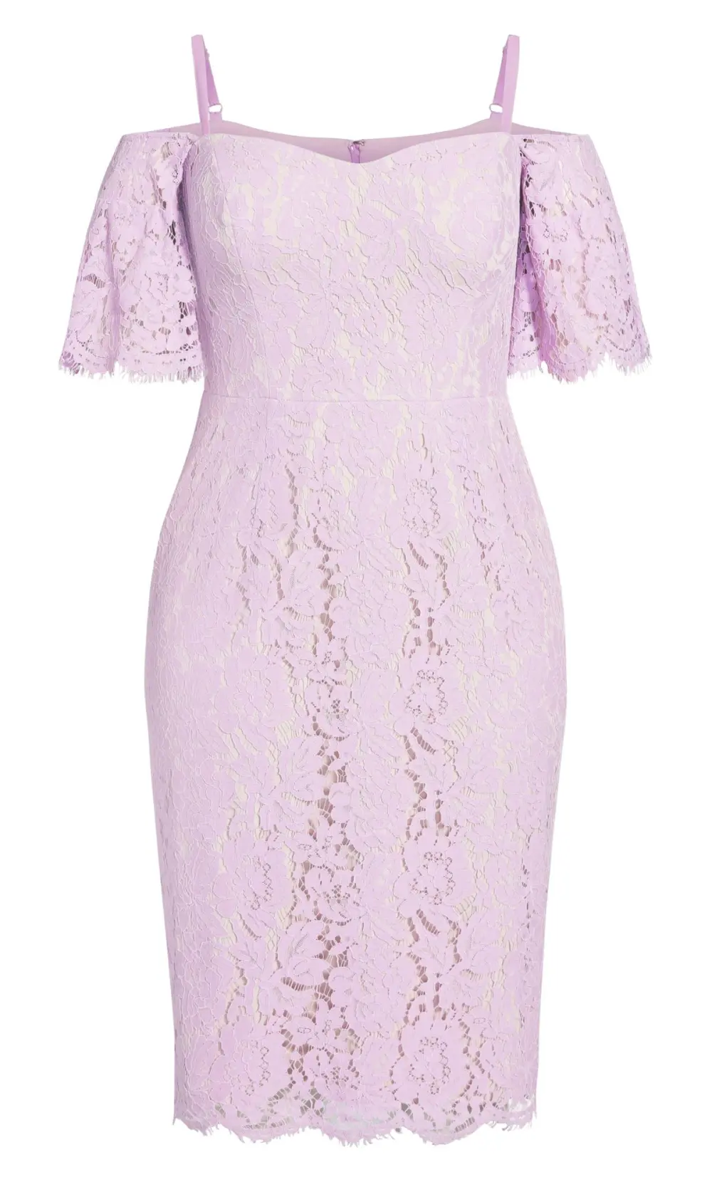Evans Lilac Lace Cold Shoulder Midi Dress