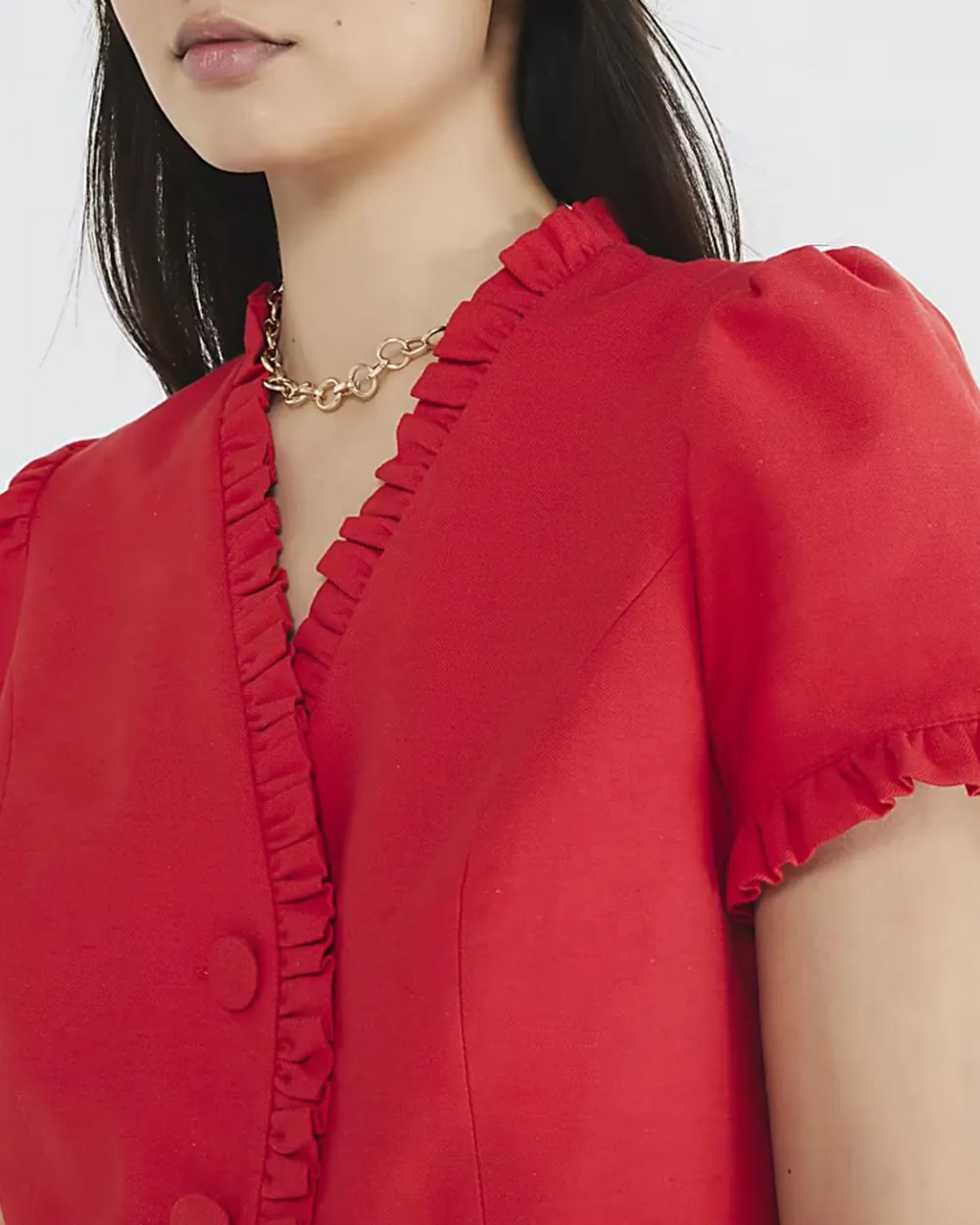 V-Neck Pleated Lace Women's Short-Sleeved Shirts