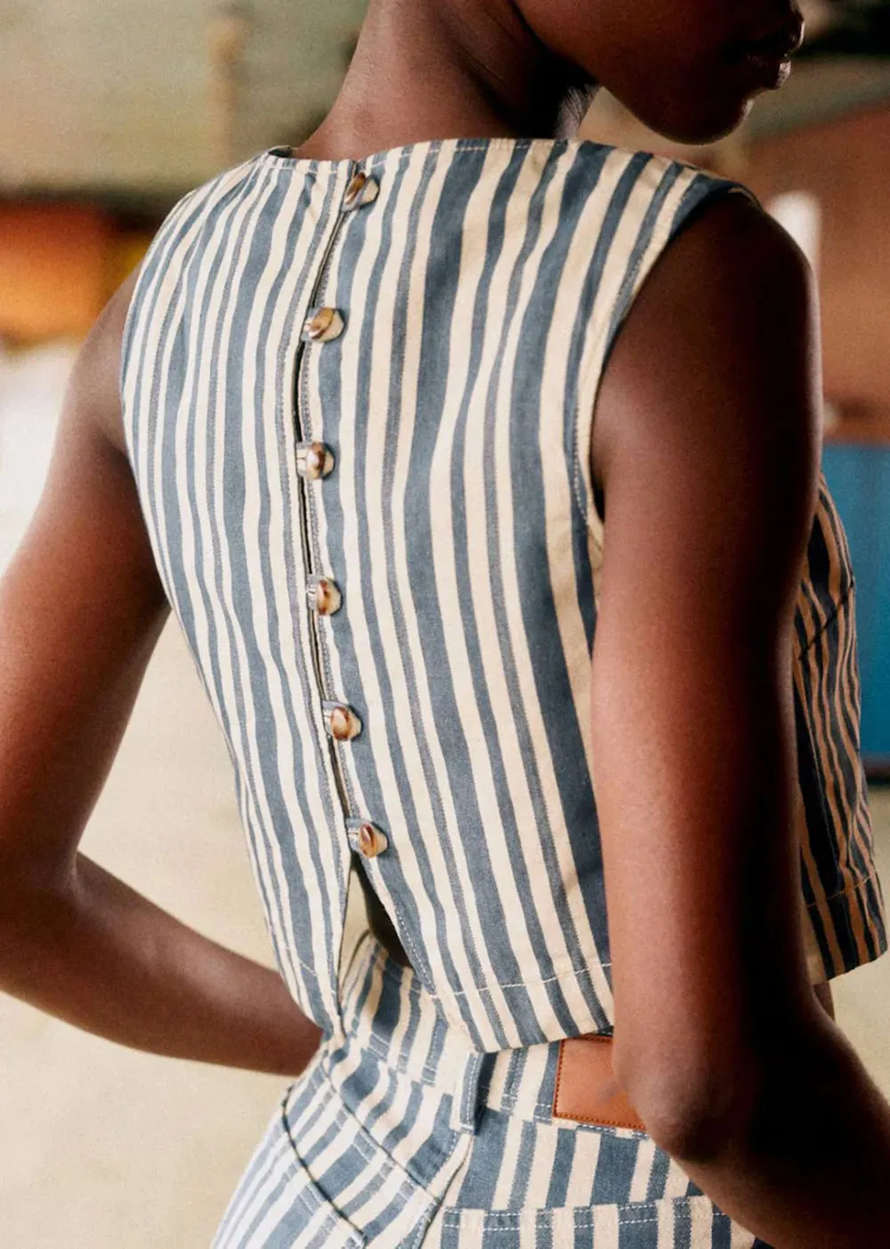 Sleeveless Striped Tops