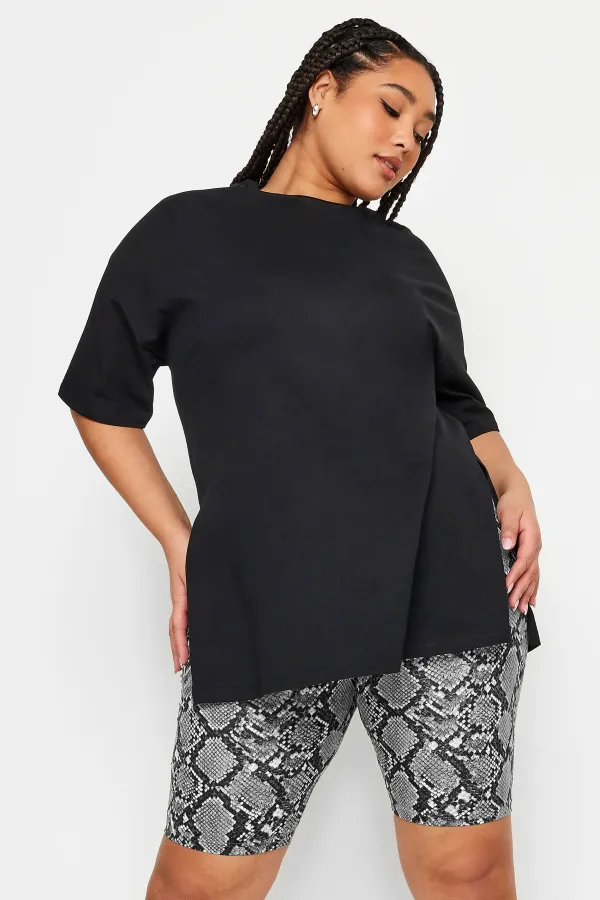 YOURS Curve 2 PACK Black Floral Print Cycling Shorts