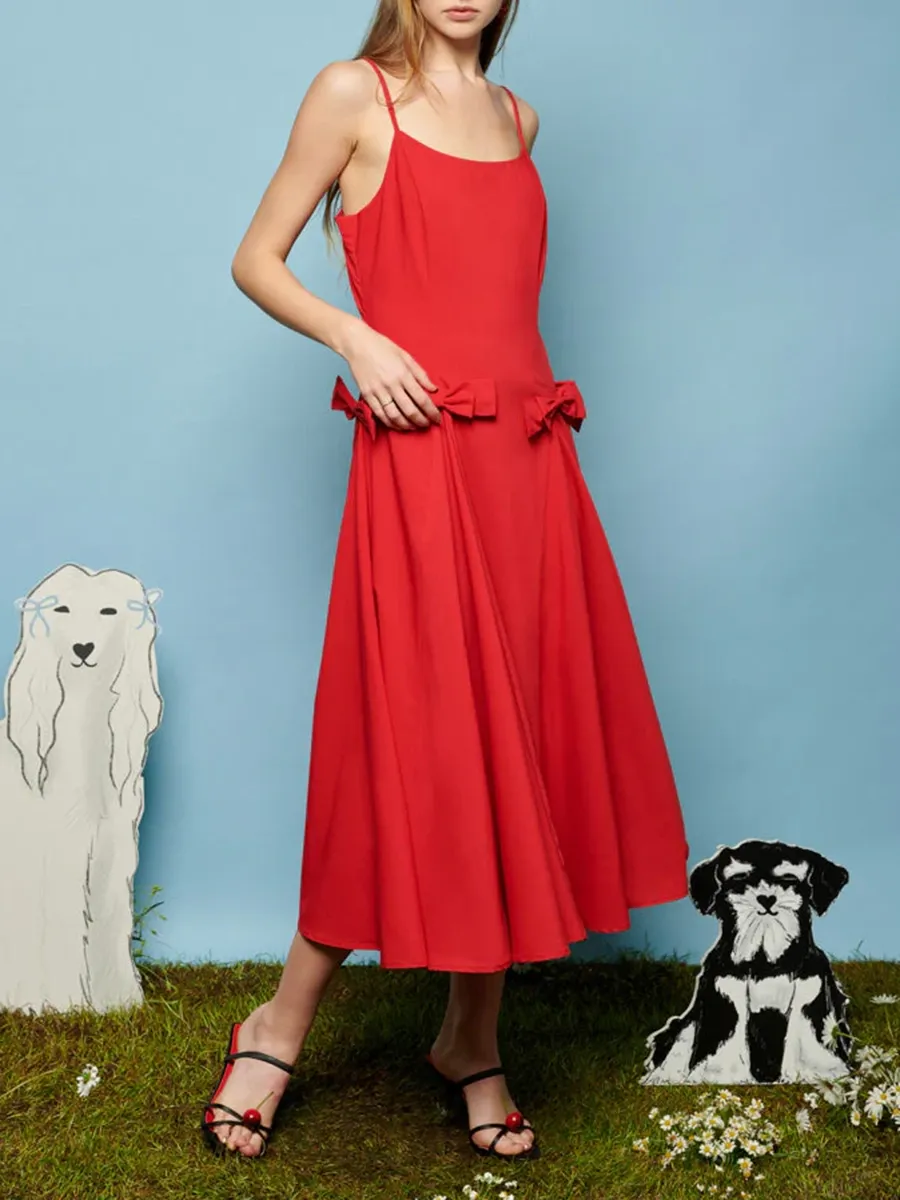 Crew Neck Bow Cami Dress