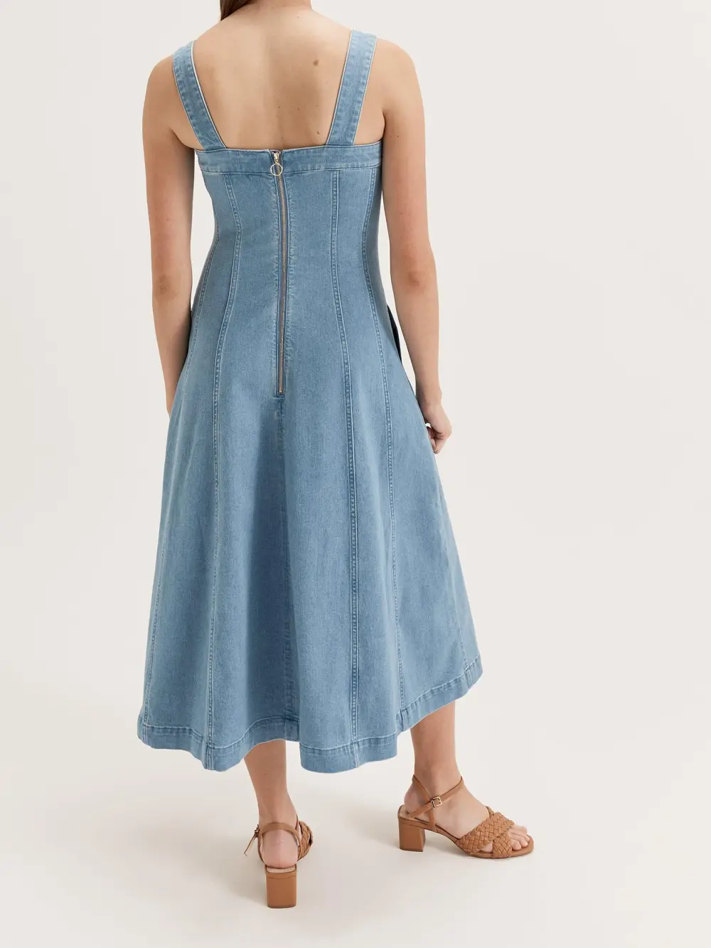 Denim Strapless Maxi Dresses