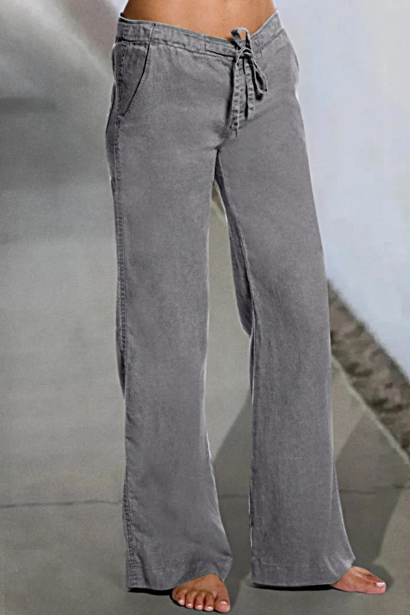 Drawstring Low Waist Wide Leg Jeans