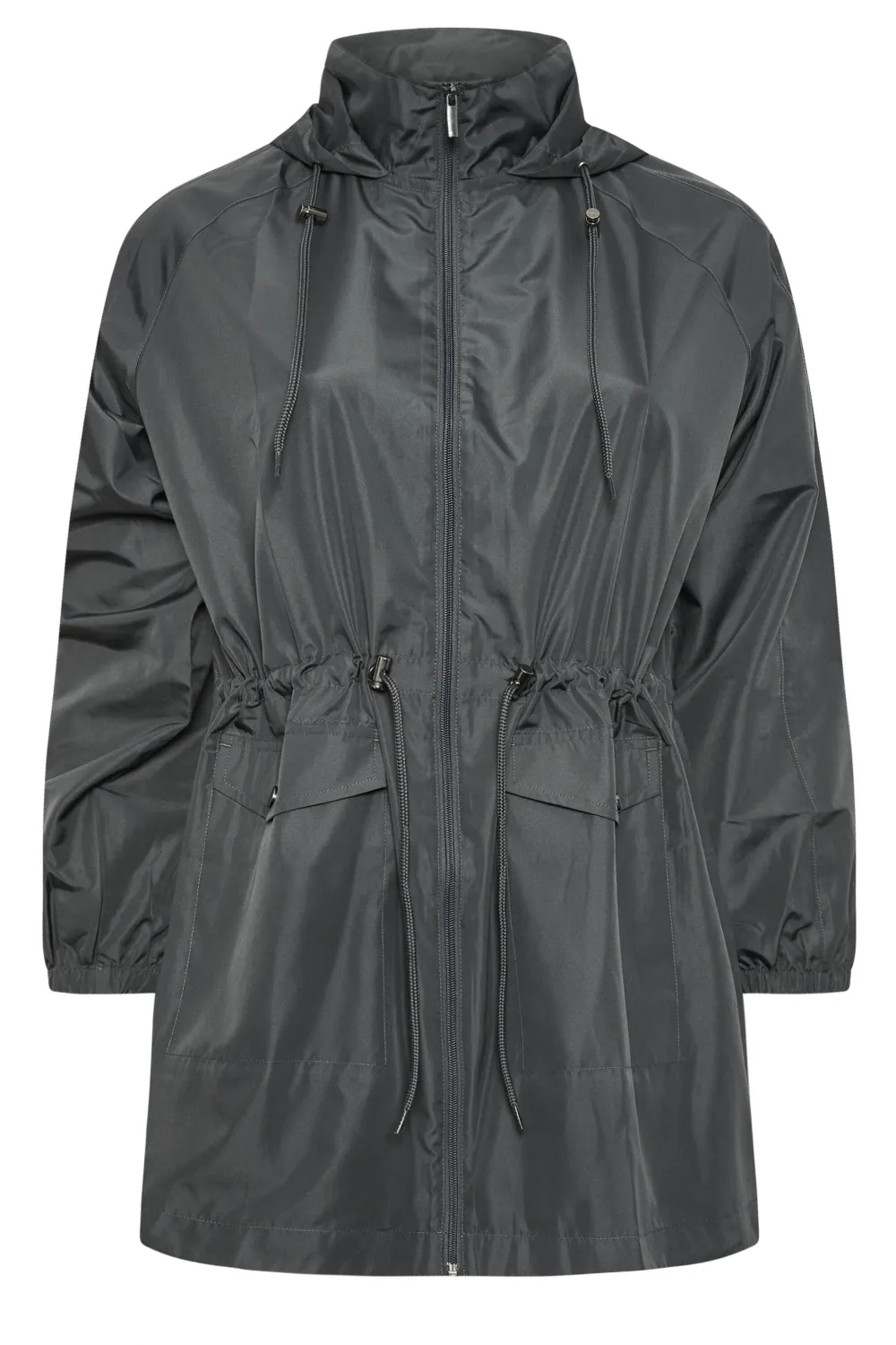 YOURS Curve Black Drawstring Lightweight Parka Jacket