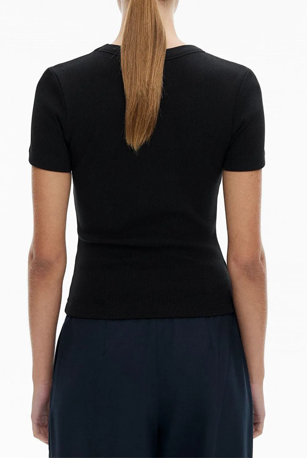 Knitted Ribbed Round-Neck T-Shirt