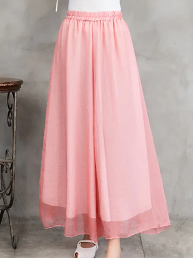 Women's Wide Leg Chinos Gauchos Pants Trousers Full Length Multi-Layer Wide Leg Baggy Micro-elastic Mid Waist Stylish Casual Daily Vacation Black White M L Summer Spring