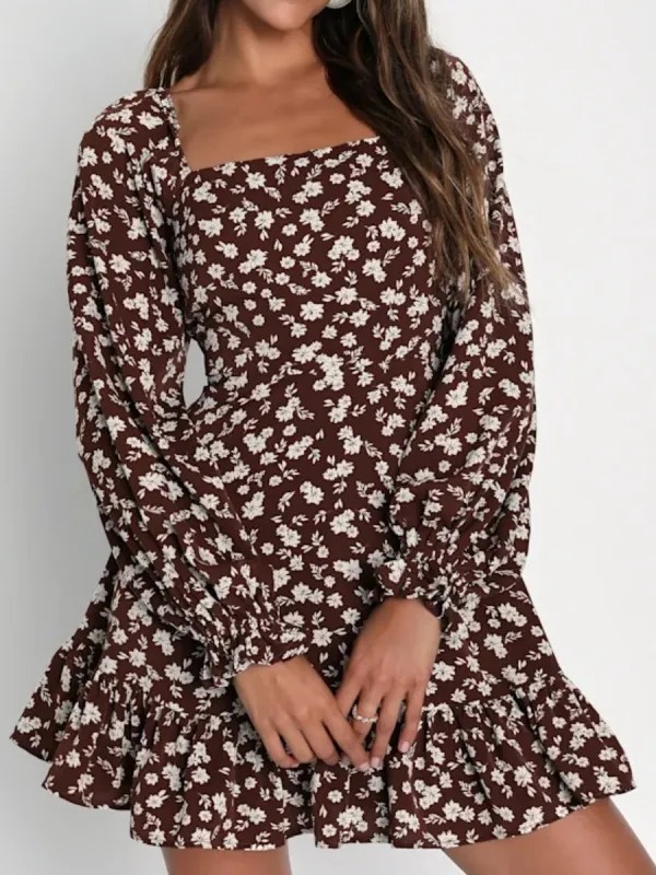 Floral Square Neck Dresss