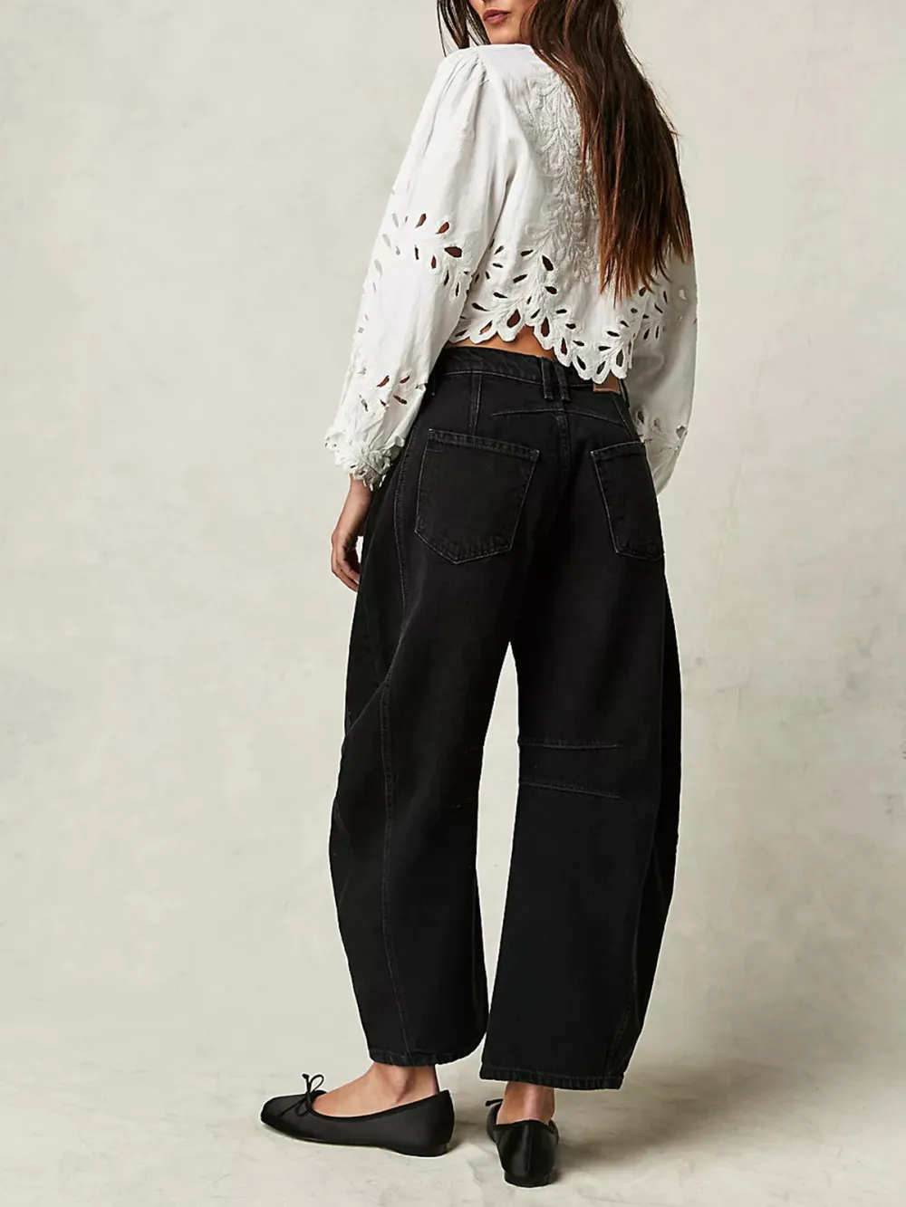 Casual Style Mid Rise Barrel Jeans