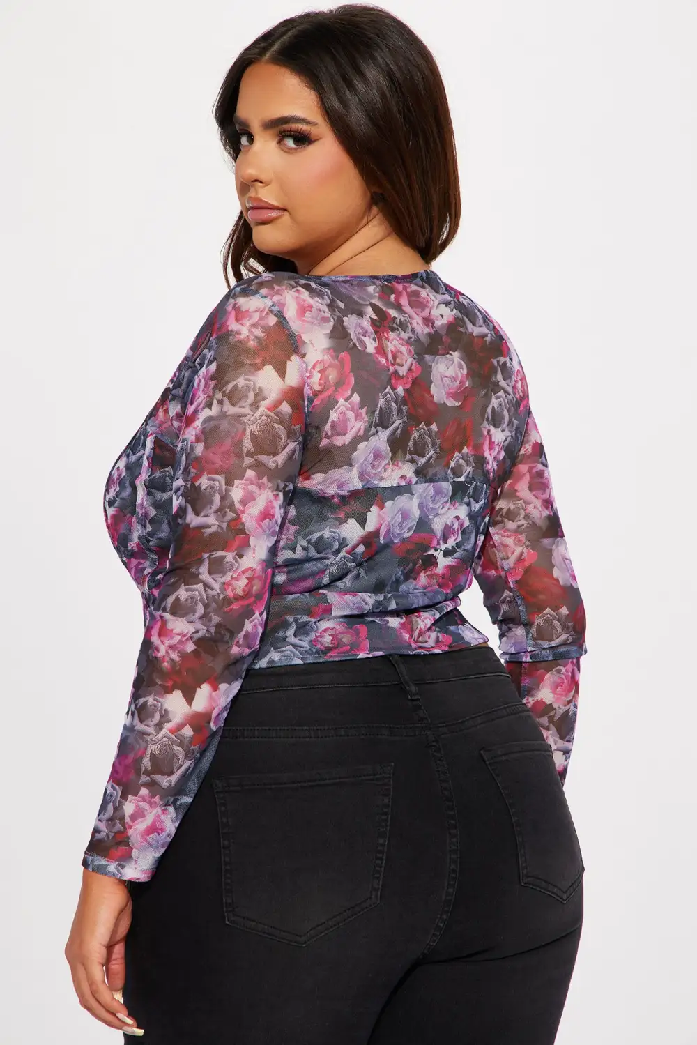 Odette Mesh Top - Purple/combo