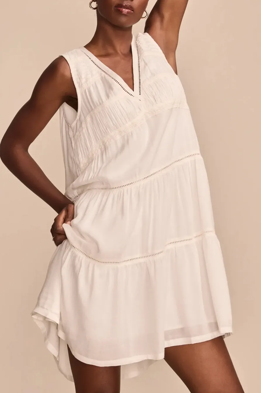 Whisper White Lace Trimmed Tank Midi Dress