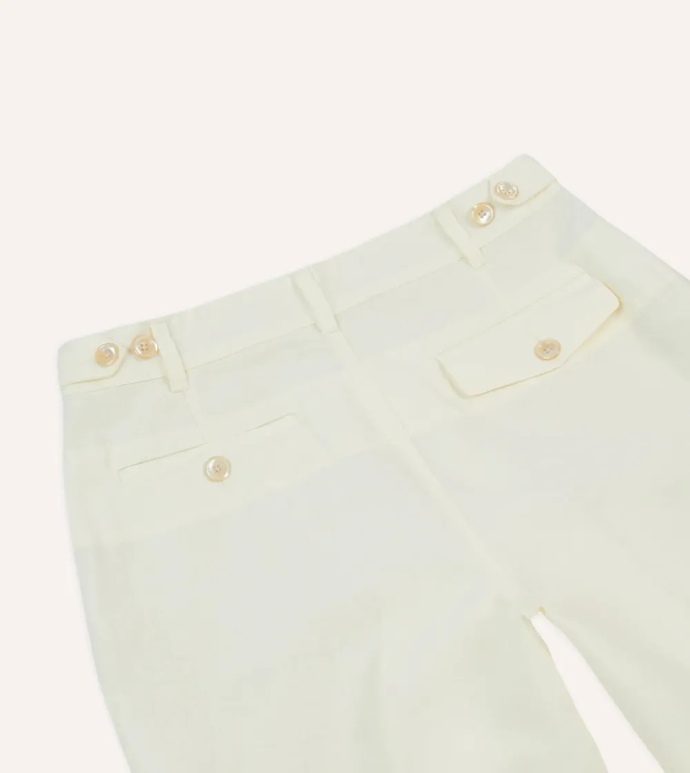 Daily Ecru Linen Single-Pleat Shorts Casual Style