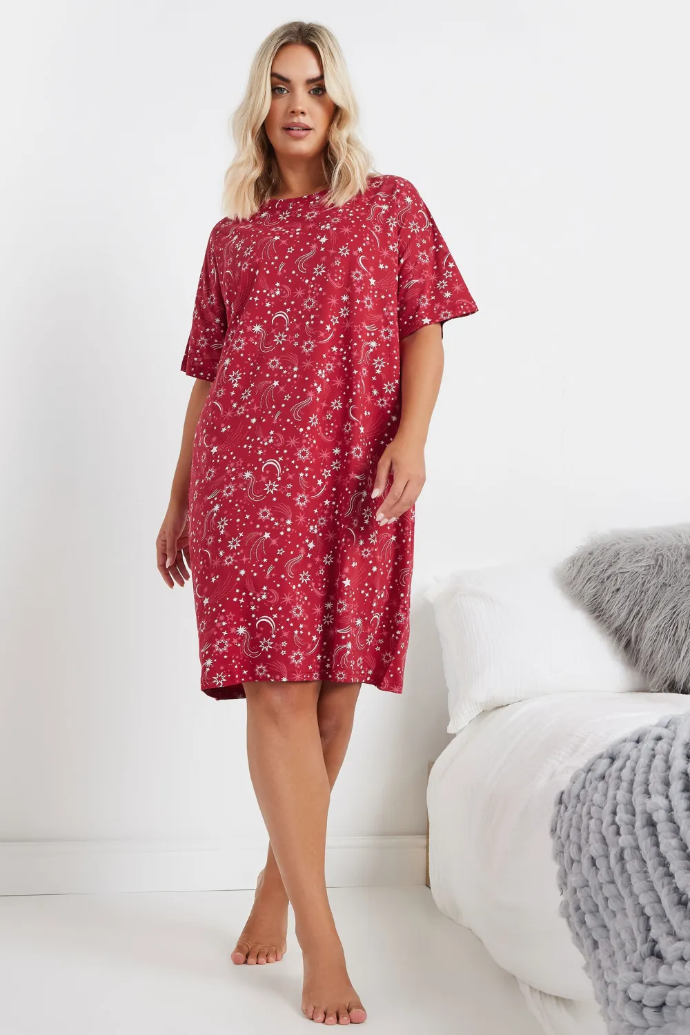 YOURS Curve Blue Celestial Print Sleep Tee Nightdress