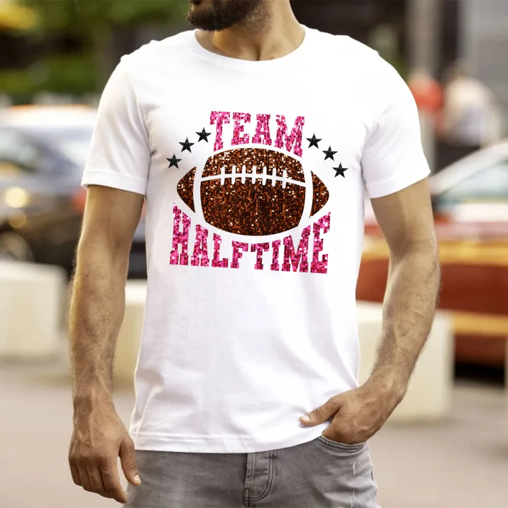 2 Women's Football Team Halftime Show Round Neck Short Sleeve Printed T-shirt