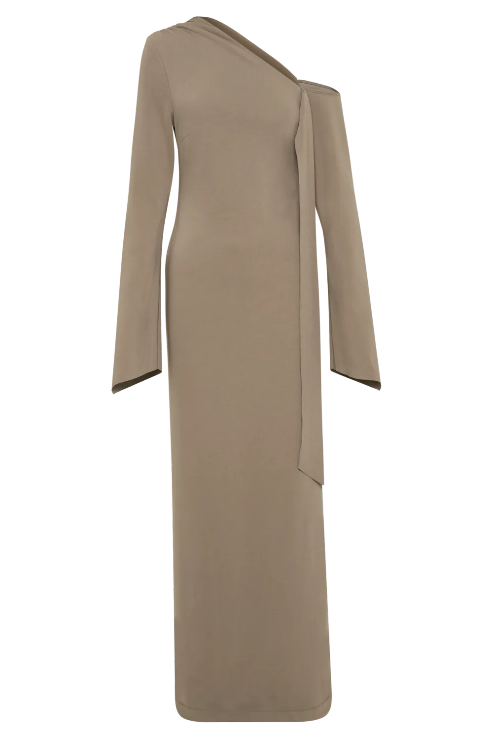 One Shoulder Crepe Maxi Dress