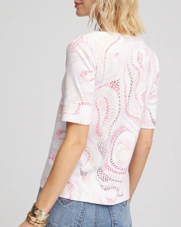 Short Sleeve Geometric Print Crew Neck Tee