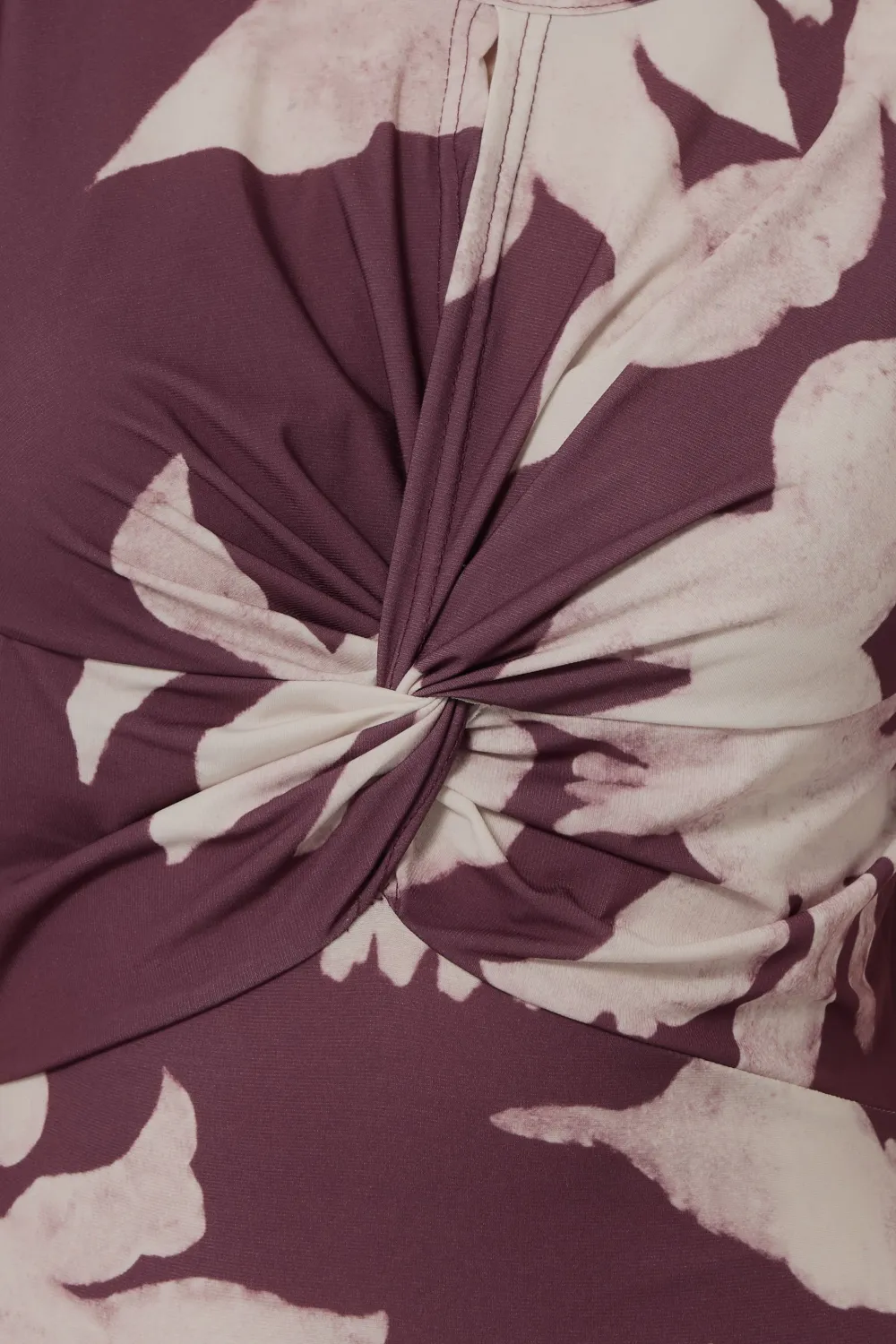 Scooped Neckline Red Floral Ruched Maxi Dress