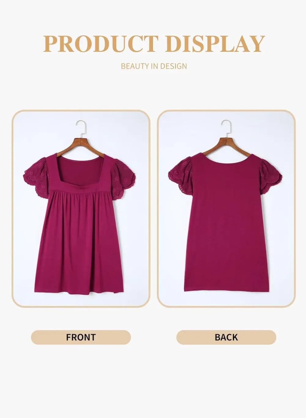 Eytino Womens Plus Size Tops Ruffle Short Sleeve Square Neck Summer Loose Casual Tee Shirts(1X-5X)