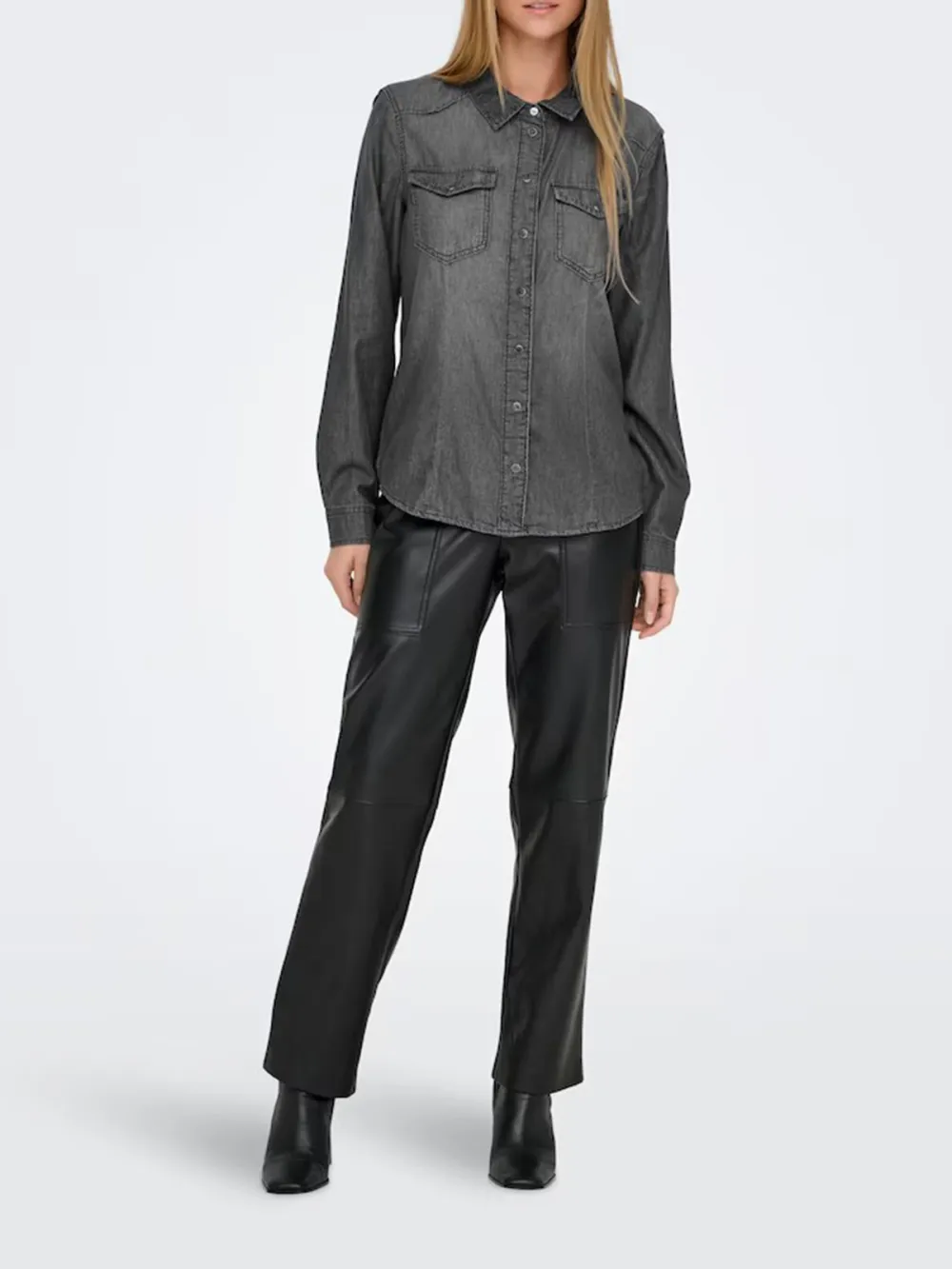 Breast Pocket Casual Style Blouses