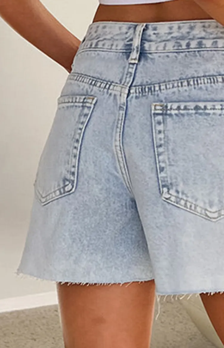 Light Wash Denim Distressed Shorts