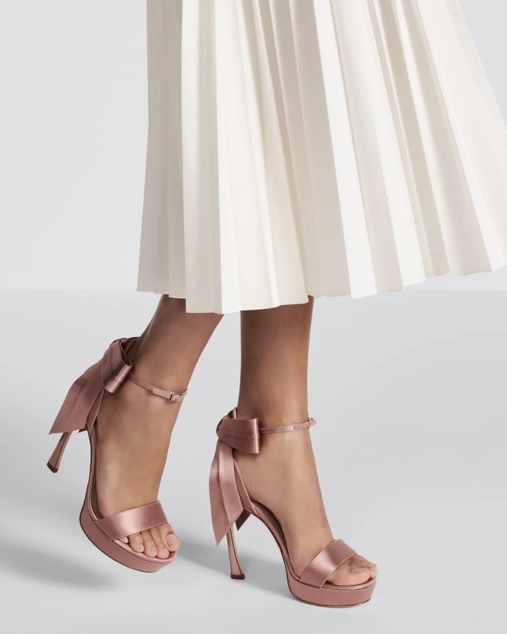 Bow Ankle Strap Sandals in Champagne