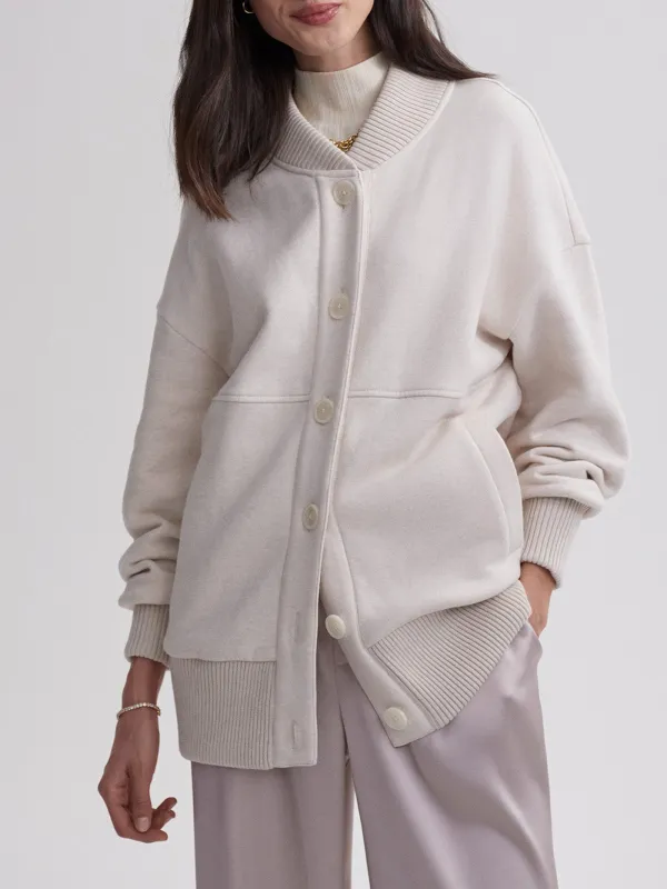 Elegant Turtleneck Buttoned-Cardigan Sweatshirt