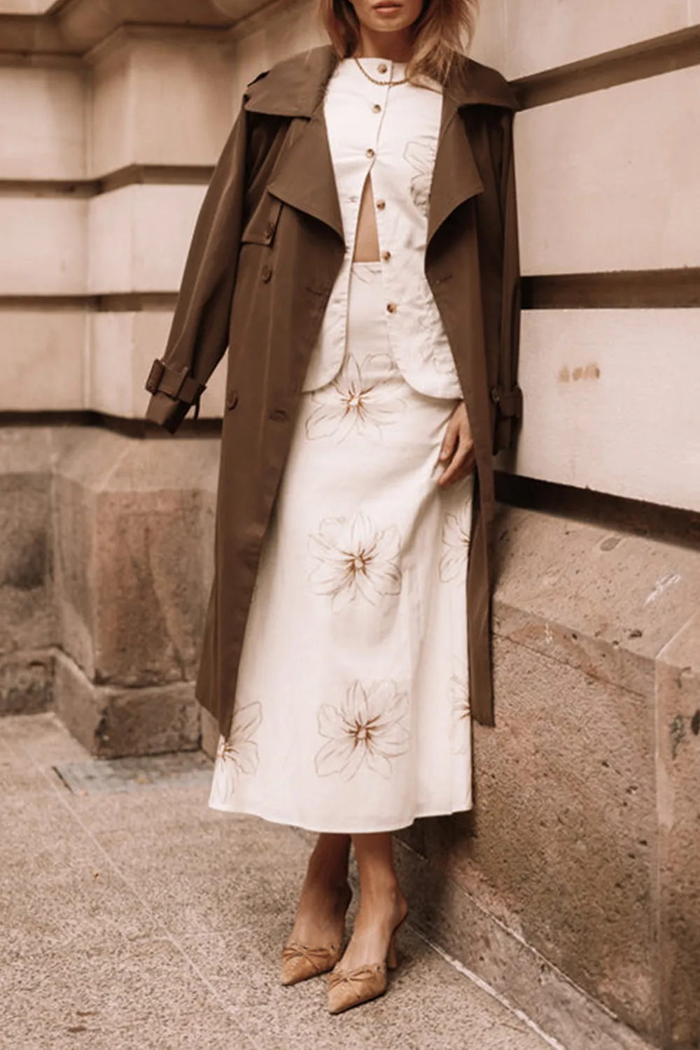 FLORAL LEISURE MIDI SKIRT