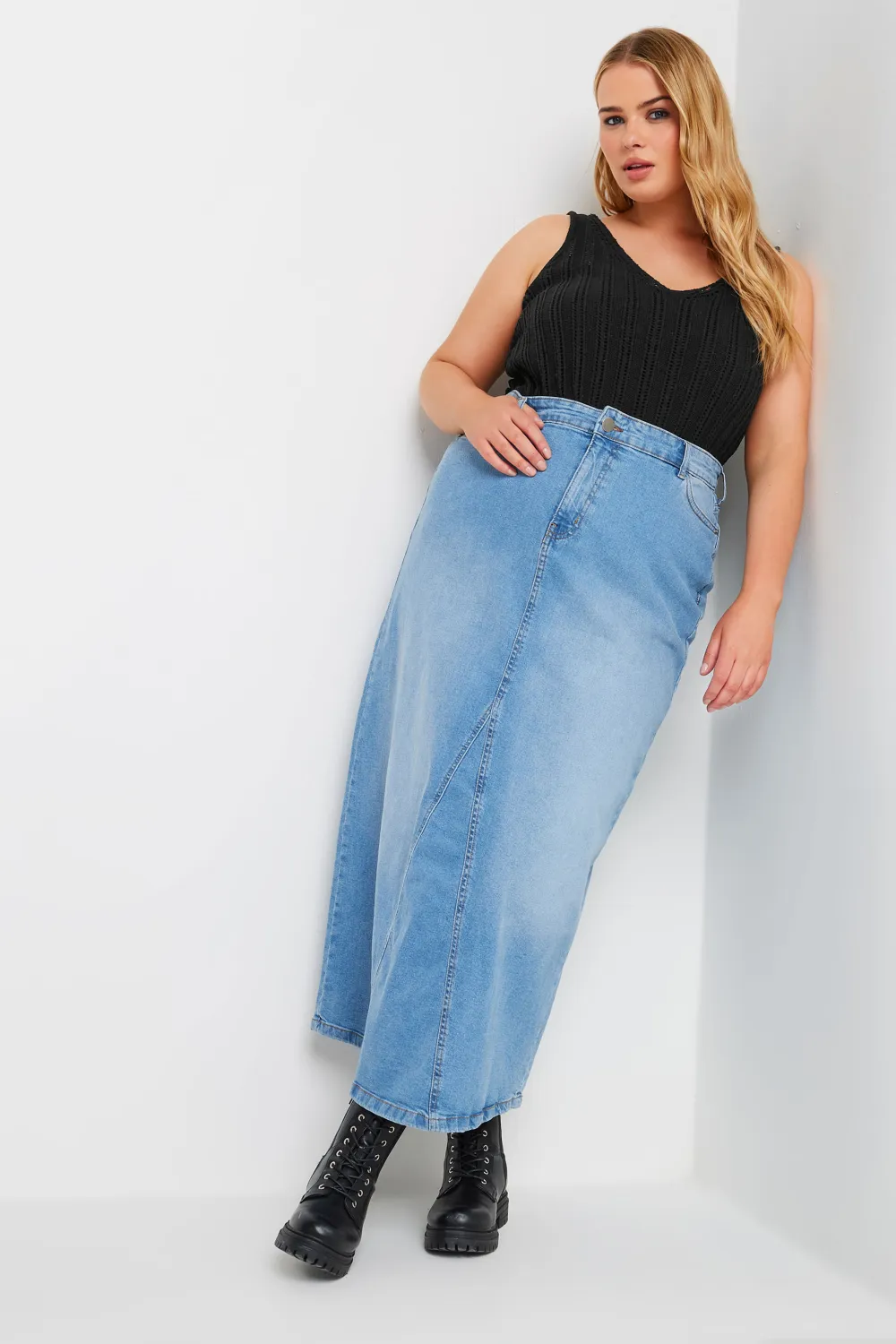 YOURS Curve Green Crochet Knitted Vest Top