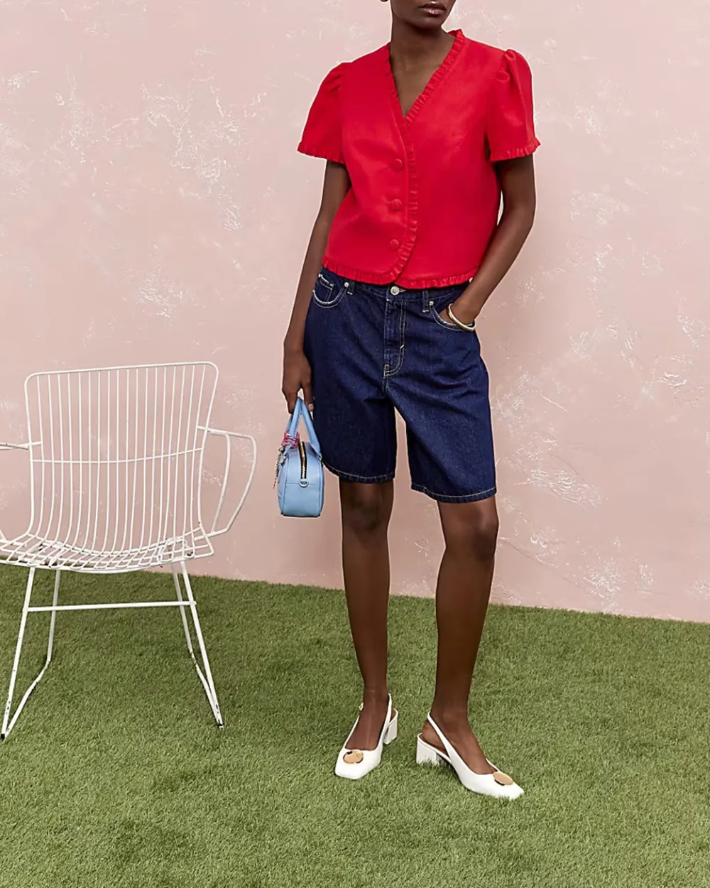 V-Neck Pleated Lace Women's Short-Sleeved Shirts