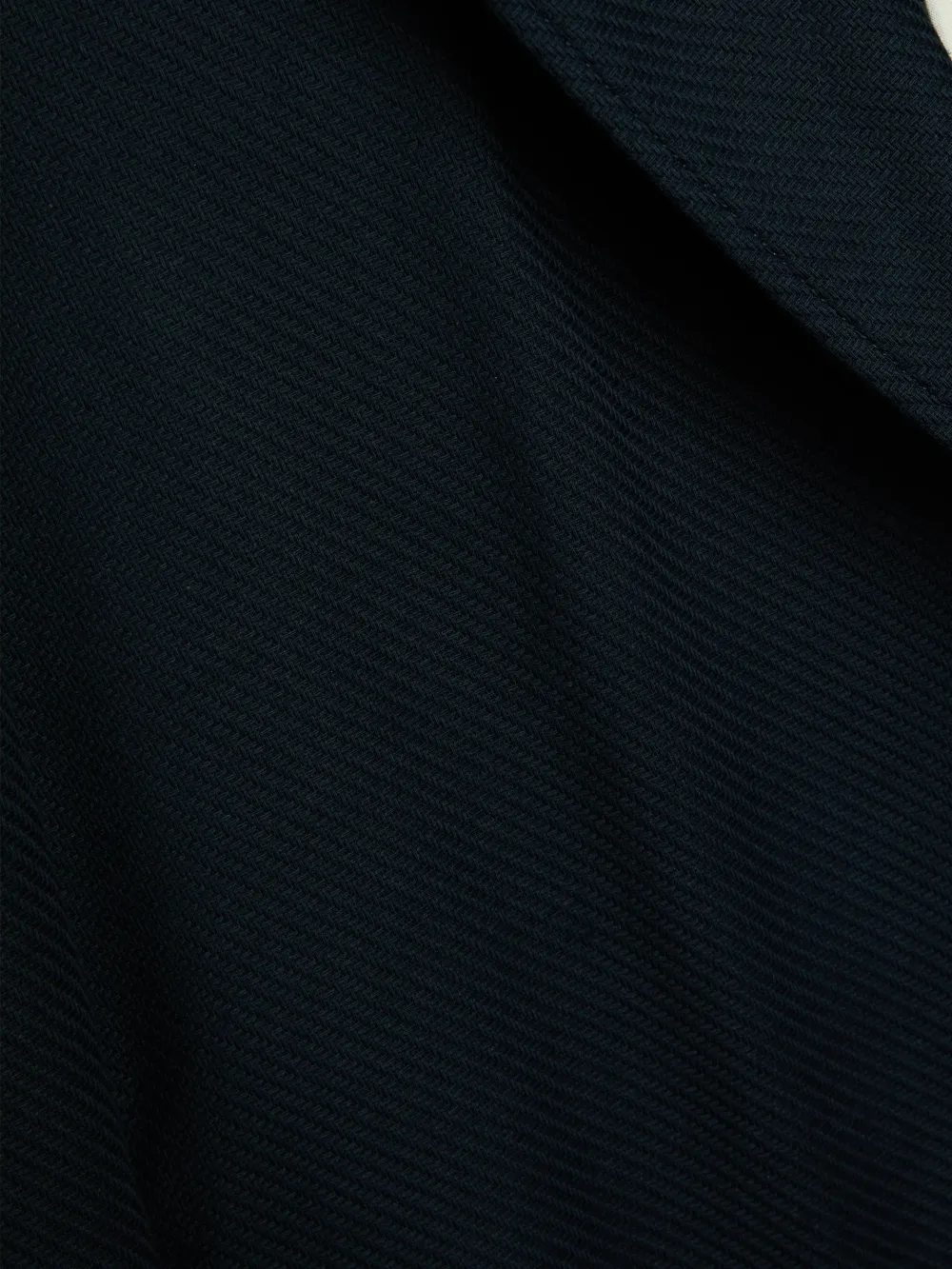 Navy Lapel Linen-Cotton Blazer