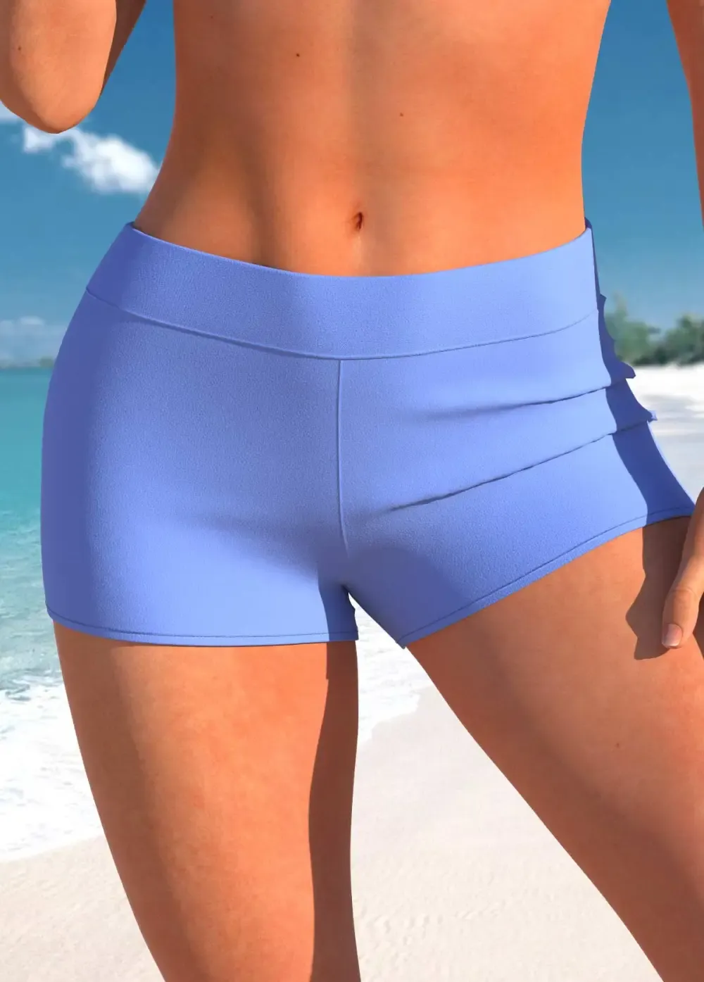 Mid Waisted Peacock Blue Swim Shorts