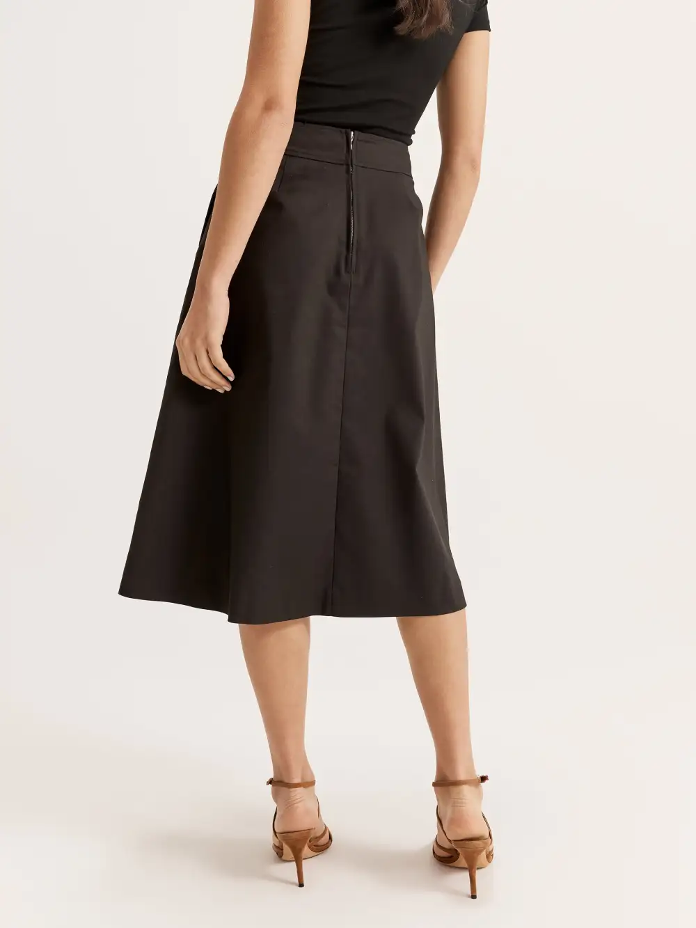 Black Pleated Midi Skirts