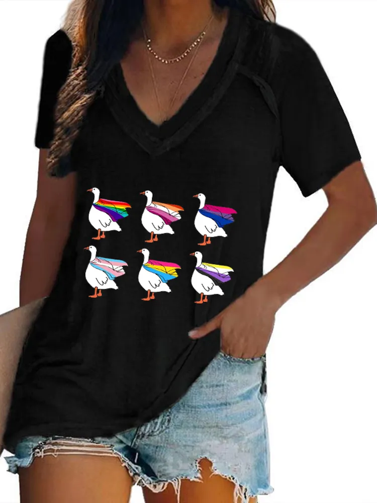Women'S V-Neck Pride Month Short-Sleeved T-Shirt
