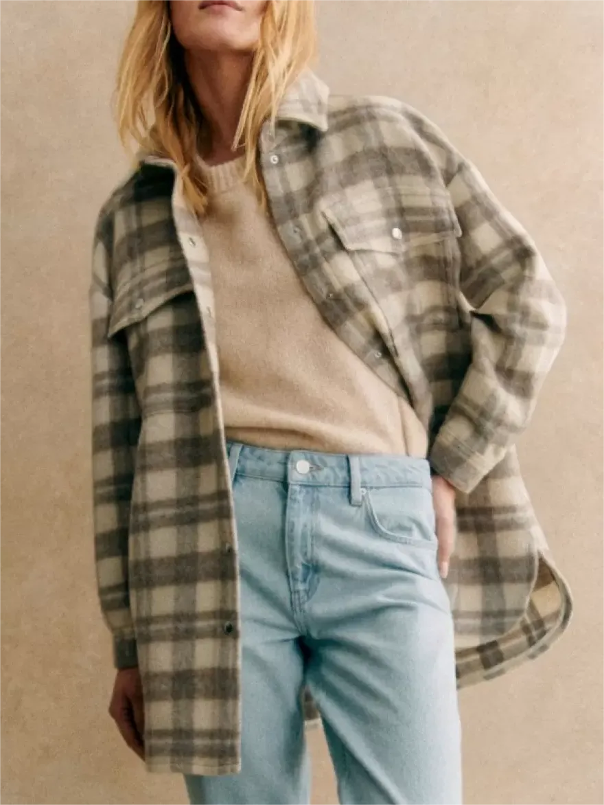 Oversized Check Wide Sleeves Jacket