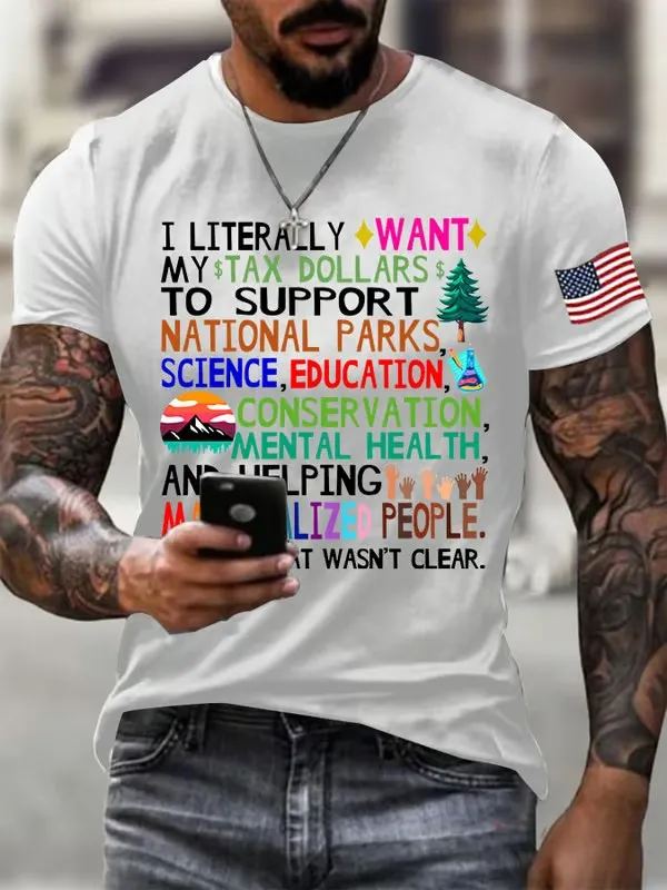 Men'S T-Shirt Men'S Support National Parks Printed Round Neck T-Shirt