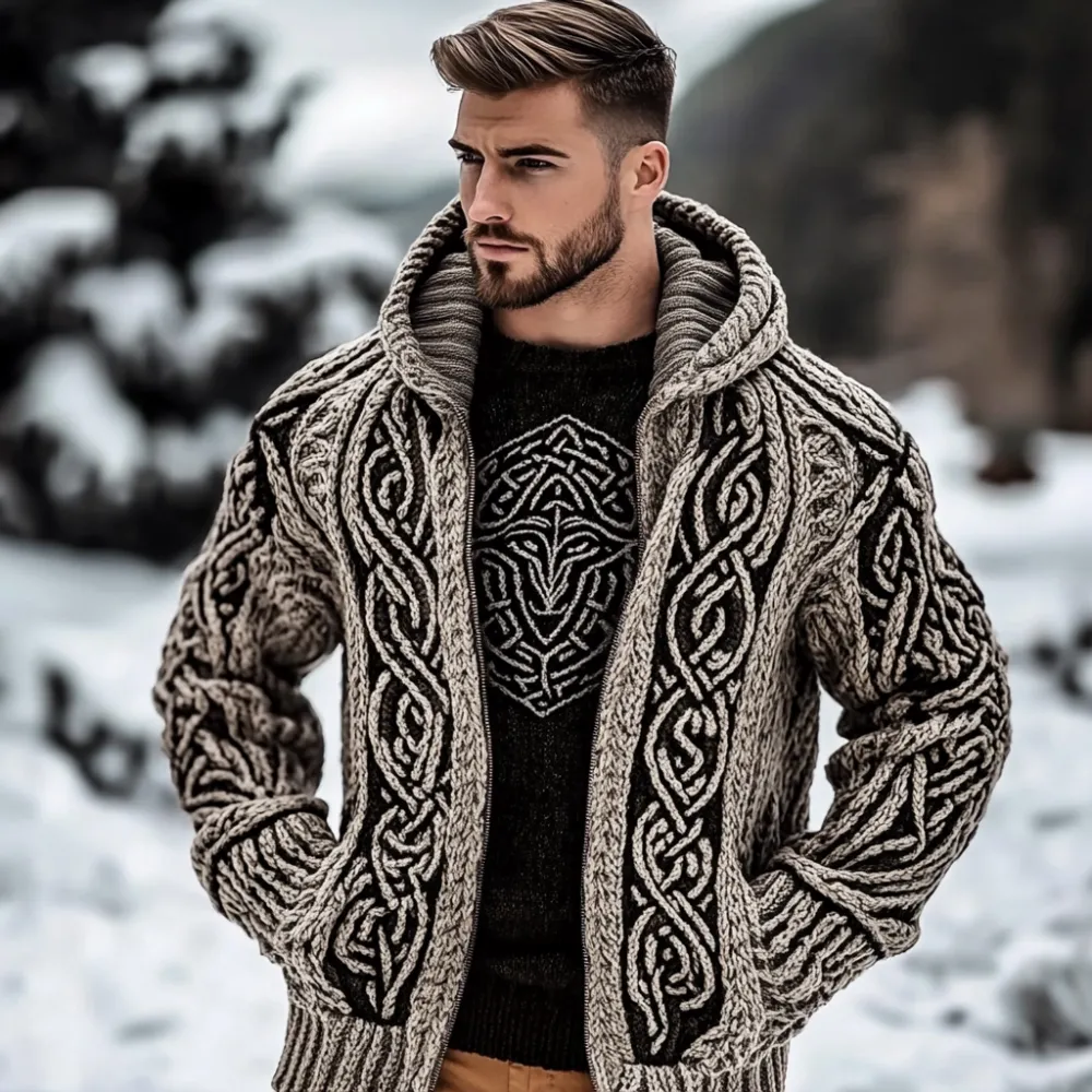 Men's Viking Kyle Style Extra Thick Hooded Zip-up Sweater