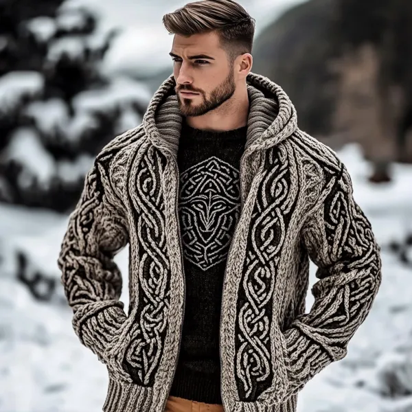 Men's Viking Kyle Style Extra Thick Hooded Zip-up Sweater