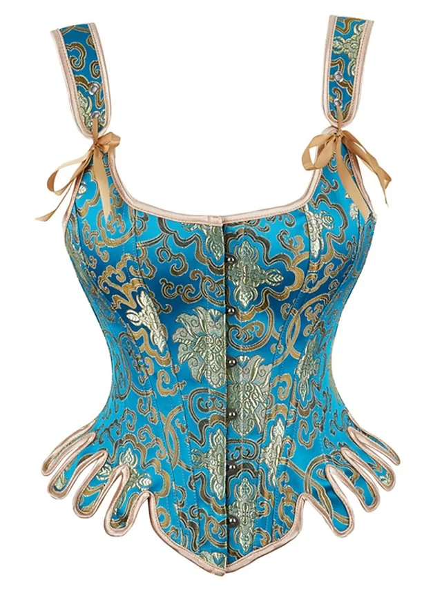 Corset Women's Corset Tops Party & Evening Club Black Blue Sexy Overbust Corset Hook & Eye Lace Up Retro Tummy Control Push Up Flower Fall Winter