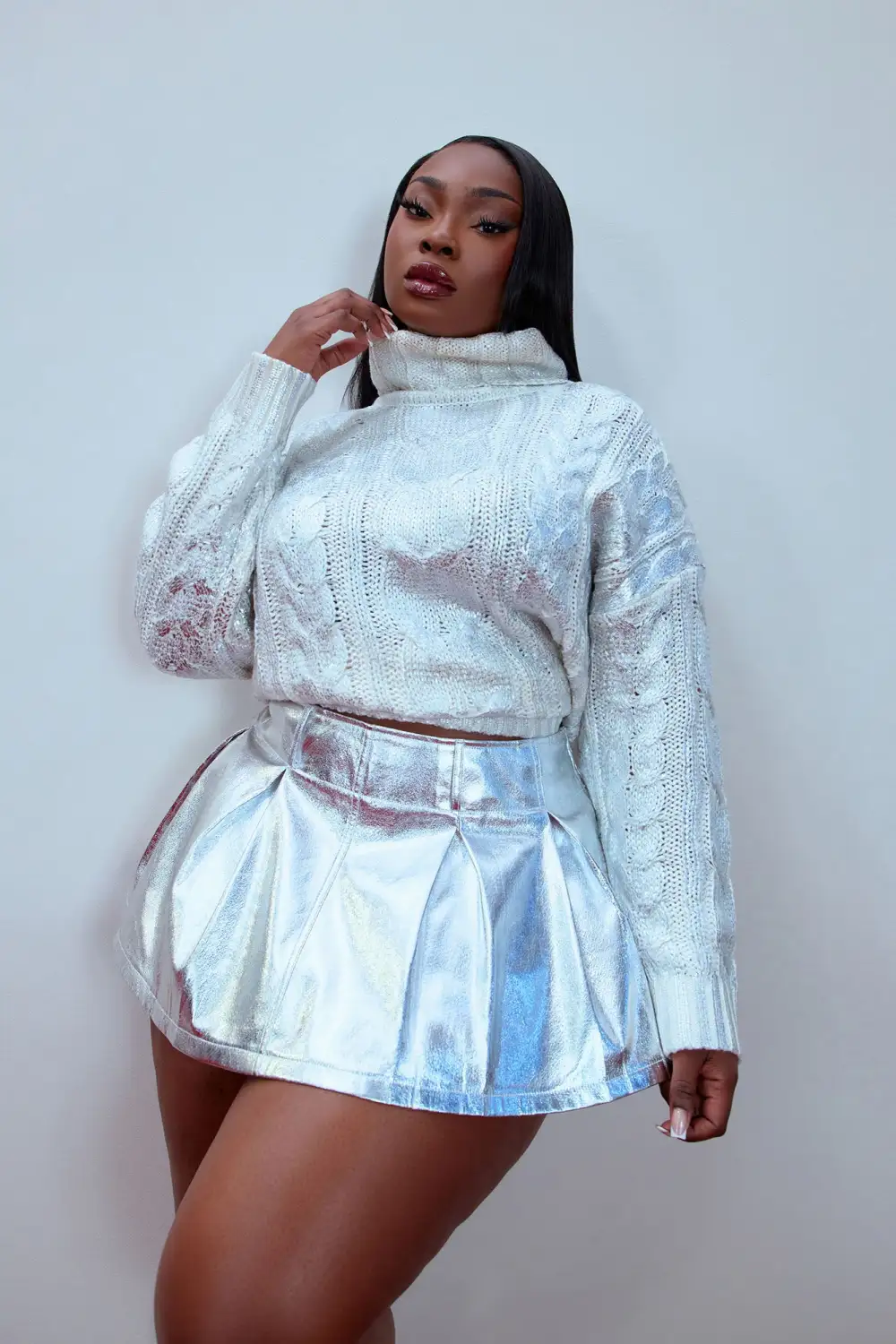 Cool Girl Metallic Sweater - Silver