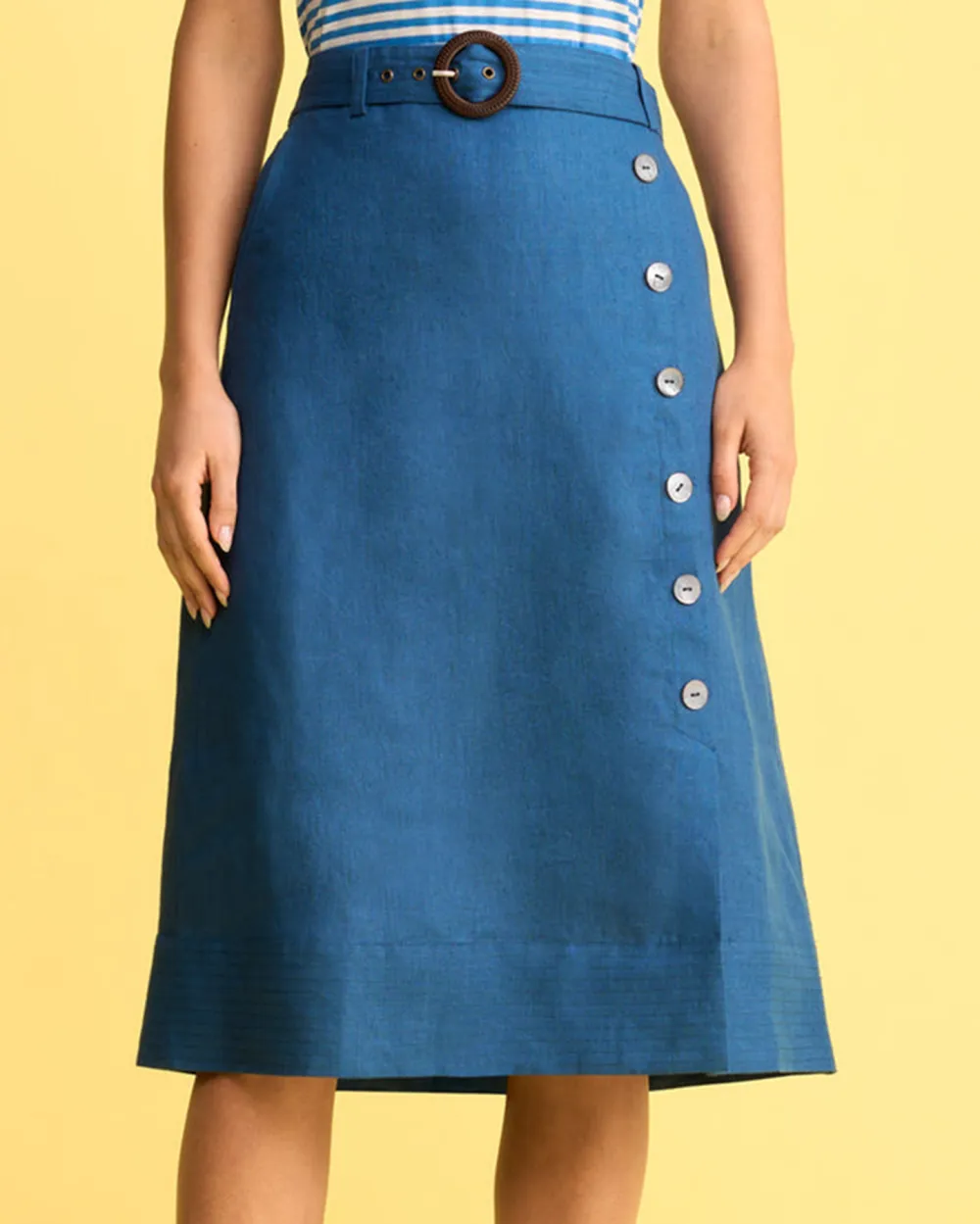 Belted Linen Skirt