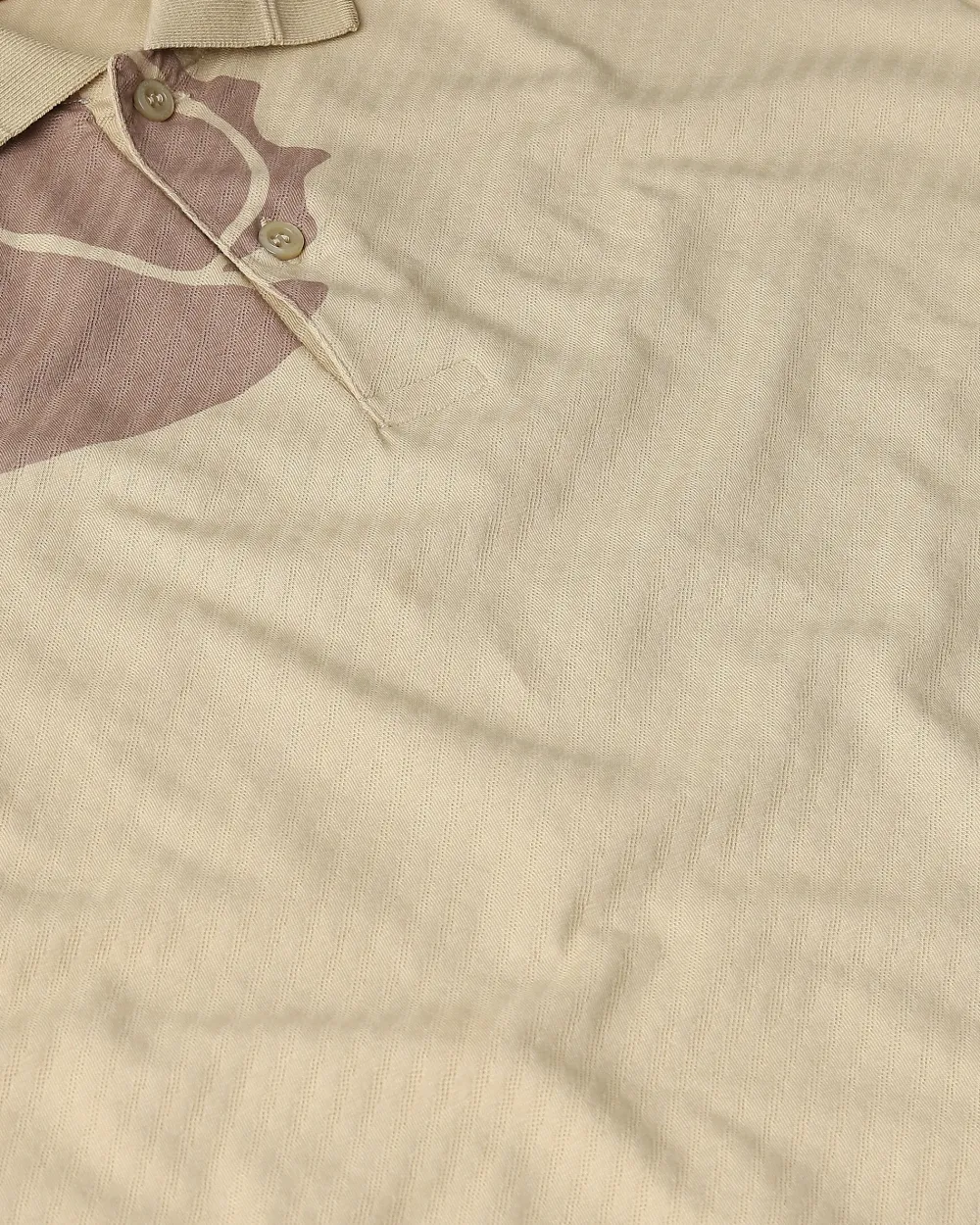 Daily Simple Soft  Beige Brocade Texture Polo Shirt