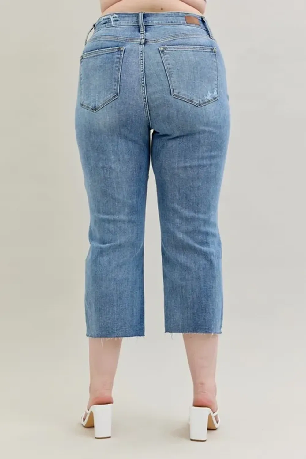 Ripped Deckle Edge Slim-Fit Raw Hem BlueTrousers