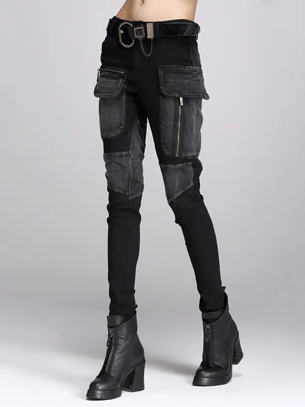 Multiple Zipper Casual Slimming Jeans Harem Pants