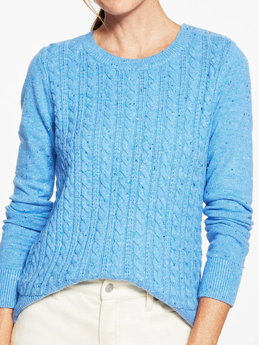 Fashion Twisted Knitted Sweater For Ladies  Comfortable Round Neck Pullover Shirt