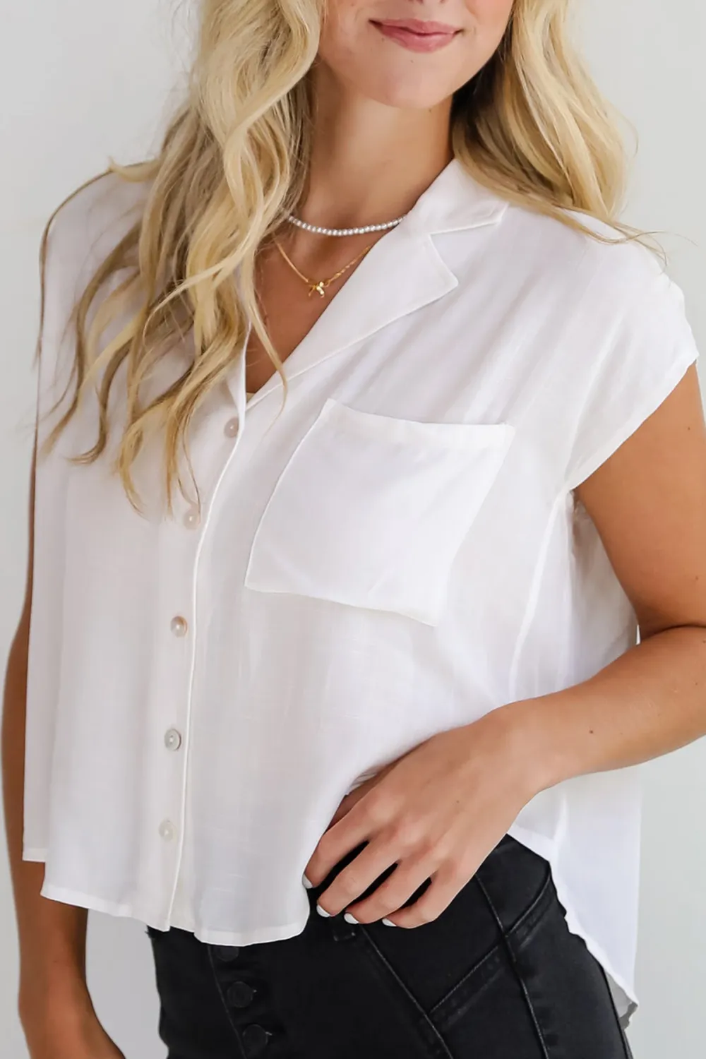 Seriously Cute Off White Blouse
