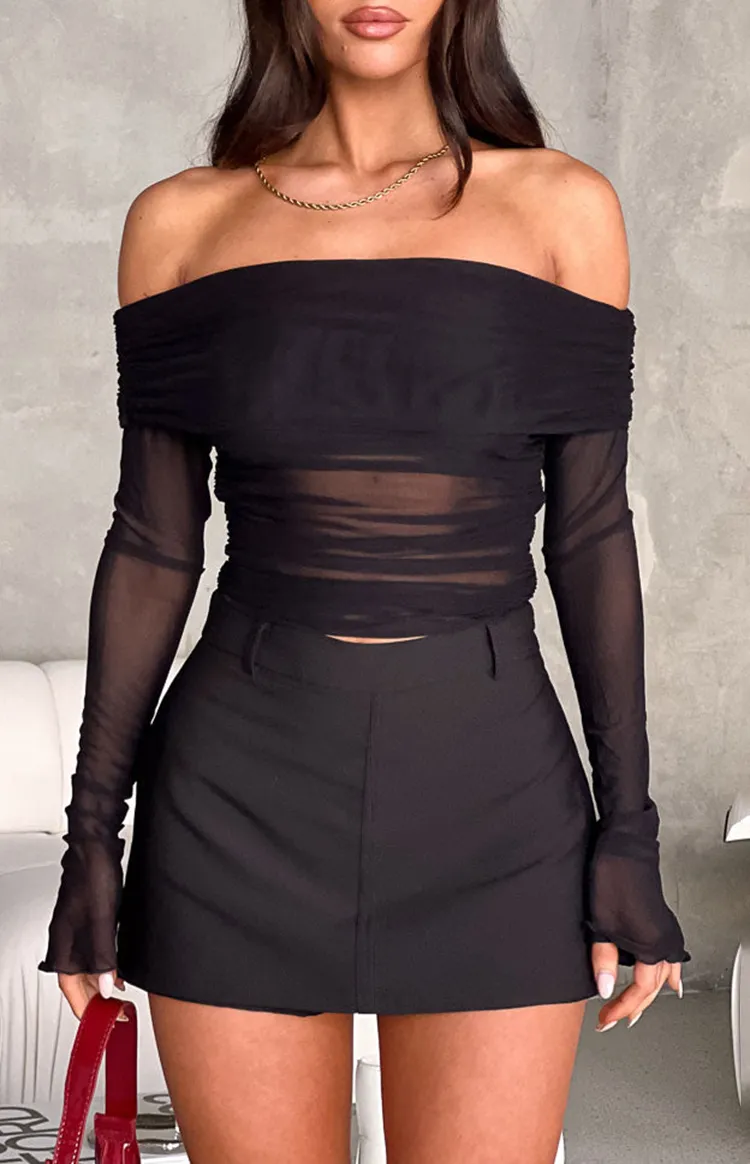 Black Hip Suit Skirt