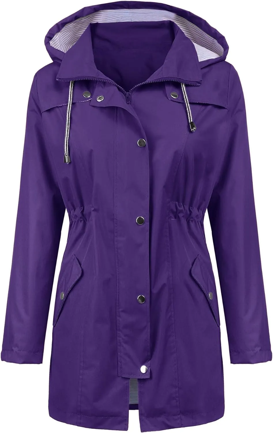 LOMON Raincoat Women Waterproof Long Hooded Trench Coats Lined Windbreaker Travel Jacket S-XXL