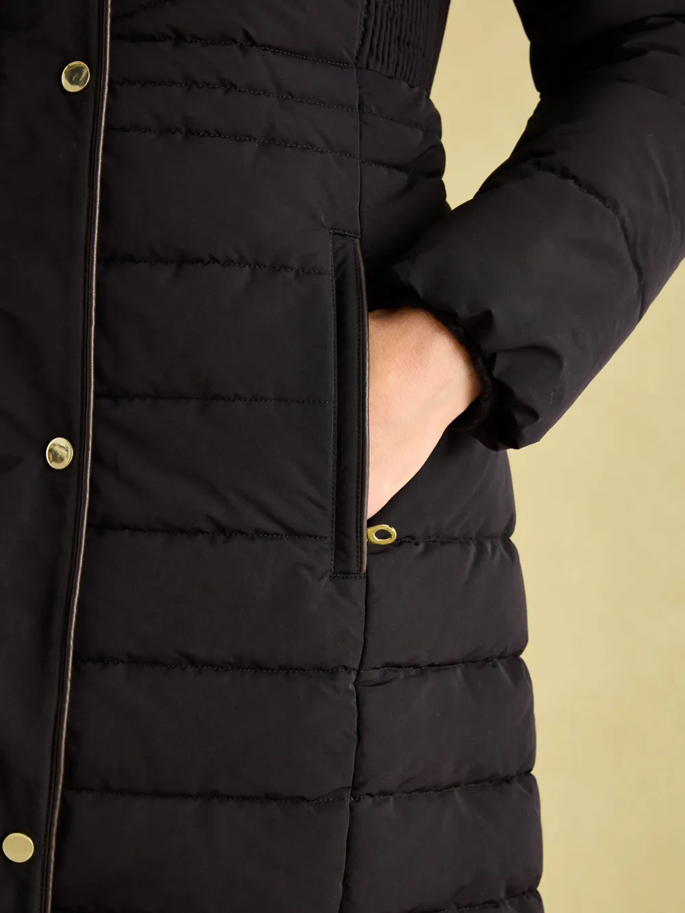 Black Showerproof Longline Padded Coat