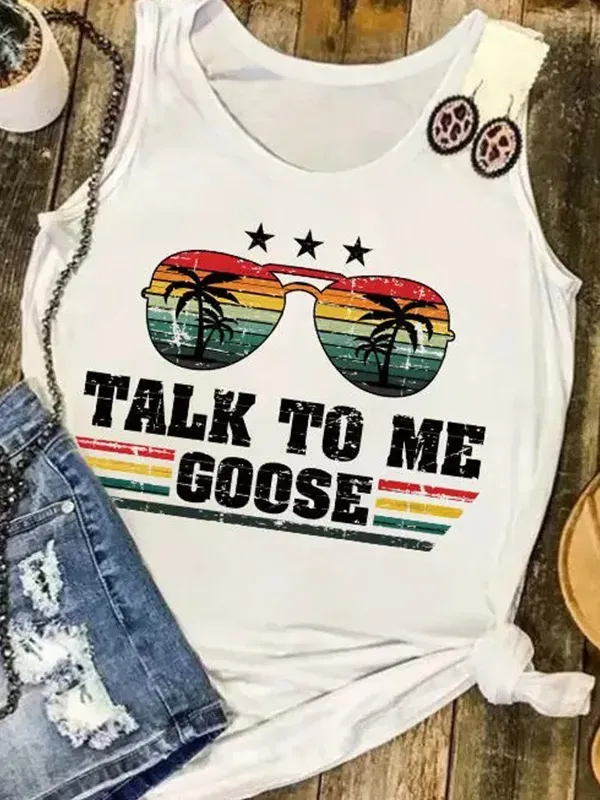 Talk To Me Goose Glasses Coconut Tree Tank Top