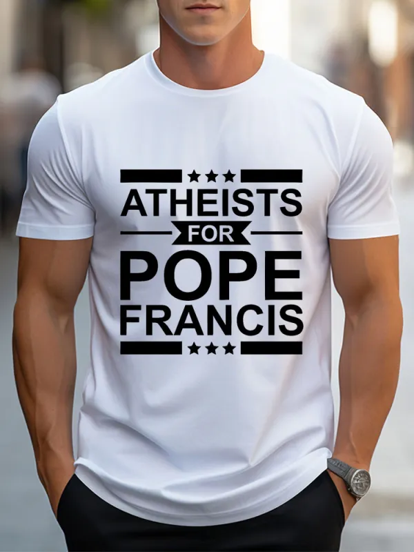 Men's Athests For Pf Print Short Sleeve Round Neck Cotton T-Shirt