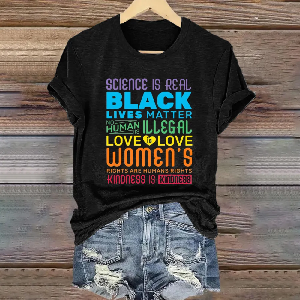 Women'S Science Is Real Black Lives Matter Rainbow LGBT Pride Gay T Shirt